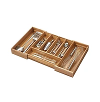 iDesign Expandable Acacia Wood Cutlery Drawer Organizer -Natural