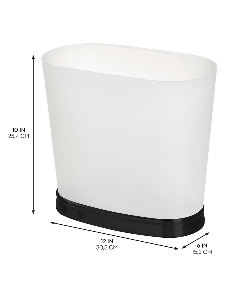 iDesign mSmall Oval Bathroom Trash Can - Frost/Matte Black - Made in Usa