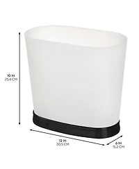 iDesign mSmall Oval Bathroom Trash Can - Frost/Matte Black - Made in Usa