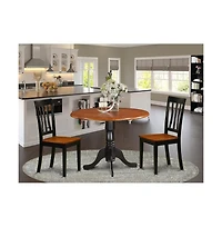 East West Furniture Dining set - 3 Pcs with 2 Wooden Chairs