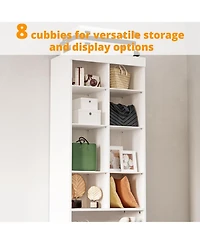 Ironck Closet Shoe Organizer Cabinet with Shelves and Cubbies, White