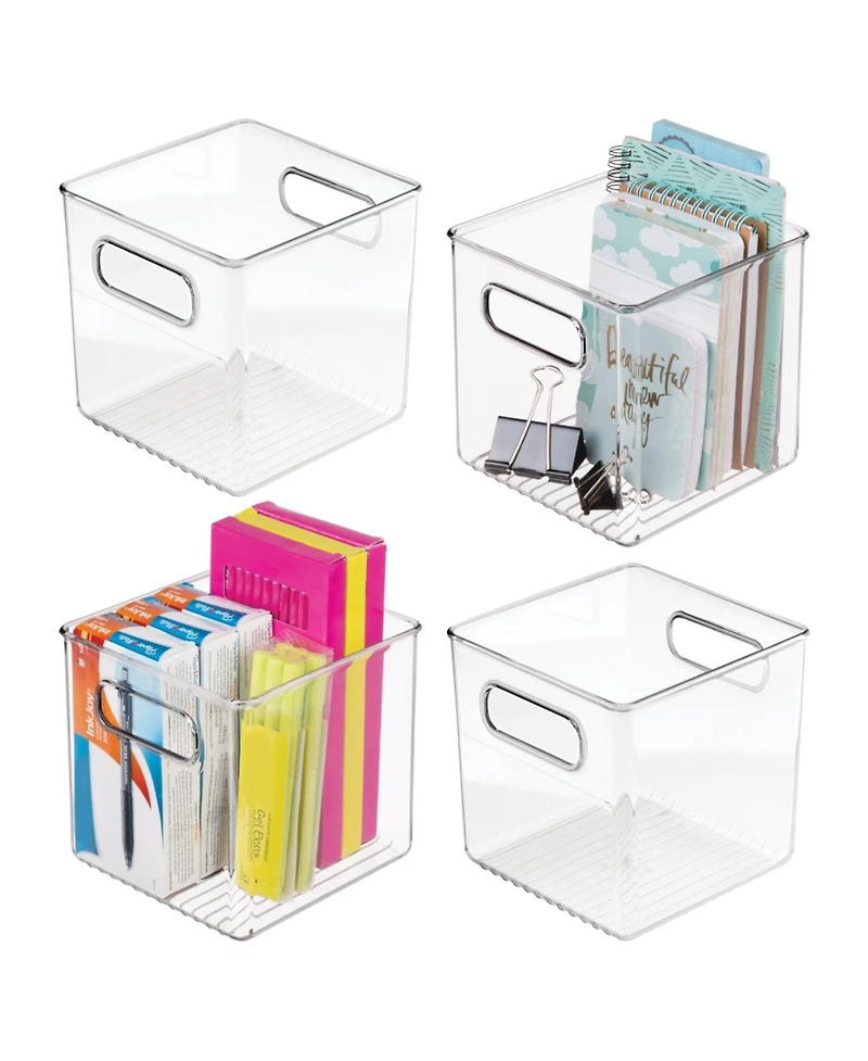iDesign Cube Storage Bin with Handles for Pantry, Set of 4, Clear, Made in Usa