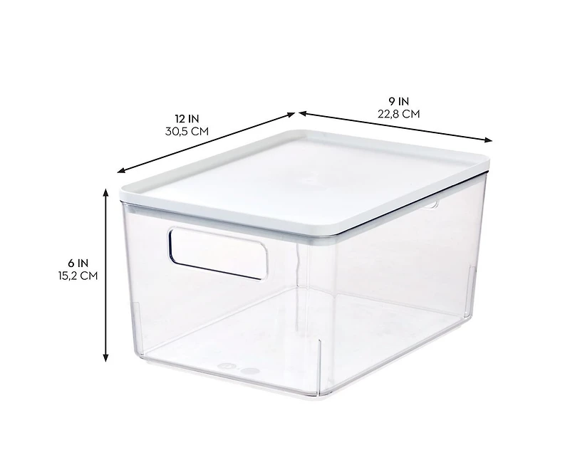 iDesign Pantry Bin with Removable Lid for Kitchen, Set of 6, Clear/White