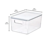 iDesign Pantry Bin with Removable Lid for Kitchen, Set of 6, Clear/White