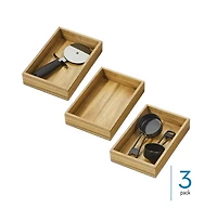iDesign Acacia Wood Kitchen Drawer Organizer - Set of 3