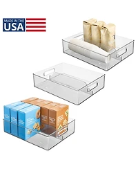 iDesign Divided Storage Bin for Fridge or Pantry, Set of 3, Clear, Made in Usa