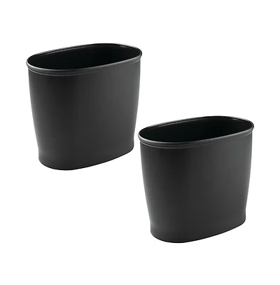 iDesign Small Oval Plastic Bathroom Trash Can, Set of 2
