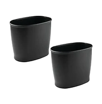 iDesign Small Oval Plastic Bathroom Trash Can, Set of 2