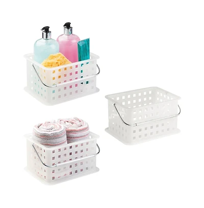iDesign Medium StackableShower Caddy Basket, Set of 3, Frost, Made in Usa