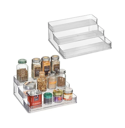 iDesign 3-Tier Spice Rack Organizer for Cabinets, Set of 2, Clear, Made in Usa