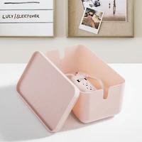 iDesign Plastic Stackable Storage Bin with Lid and Handles - Blush Pink