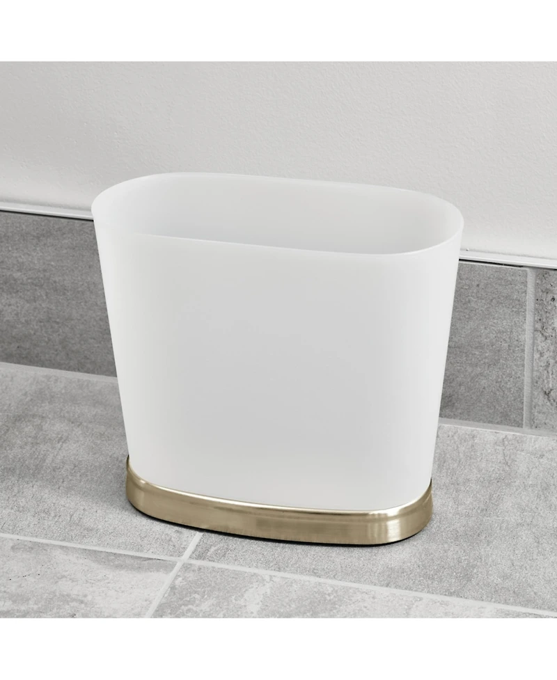 iDesign Small Oval Bathroom Trash Can - Frost/Soft Brass - Made in Usa