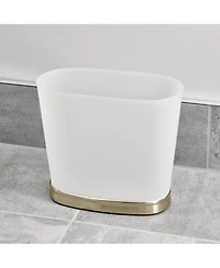 iDesign Small Oval Bathroom Trash Can - Frost/Soft Brass - Made in Usa