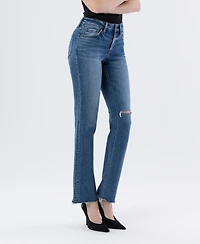 Vervet Women's High Rise Raw Hem Straight Jeans