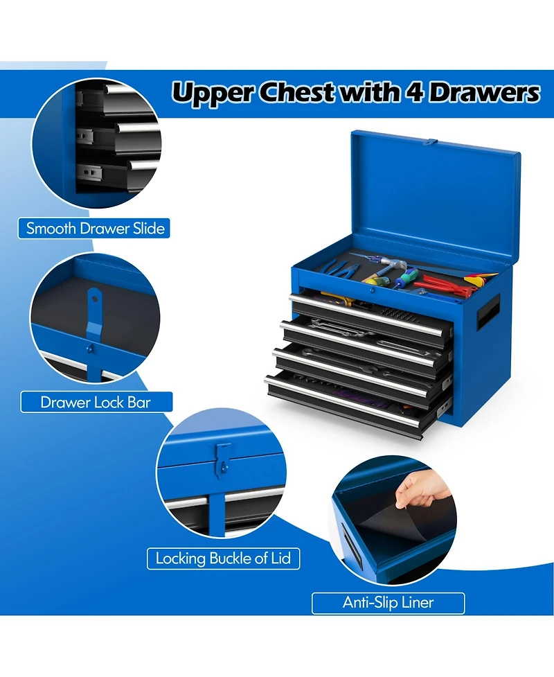 Akiudex 2-in-1 rolling tool chest with 5 sliding lockable drawers