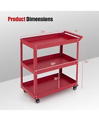 Akiudex 3-tier rolling tool cart with spacious shelves, 4 universal wheels and 2 brakes