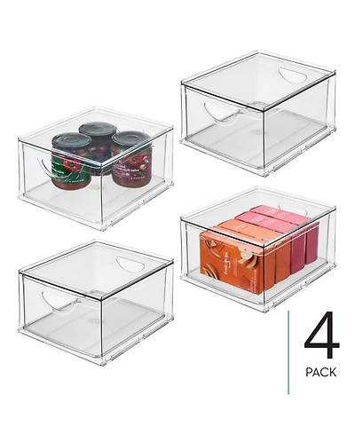 iDesign Stackable Storage Drawer for Pantry, Set of 4, Clear, Made in Usa