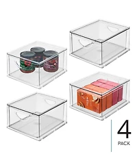 iDesign Stackable Storage Drawer for Pantry, Set of 4, Clear, Made in Usa