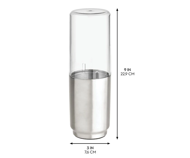 iDesign Stainless Steel Toothbrush Organizer with Cover - Clear/Brushed