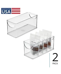 iDesign Stackable Pantry Storage Bin with Handles, Set of 2, Clear, Made in Usa