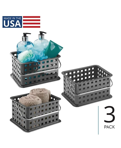 iDesign Small Stackable Shower Caddy Basket, Set of 3, Gray, Made in Usa