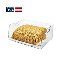 iDesign Stackable Open-Front Storage Bin with Handles - Clear - Made in Usa