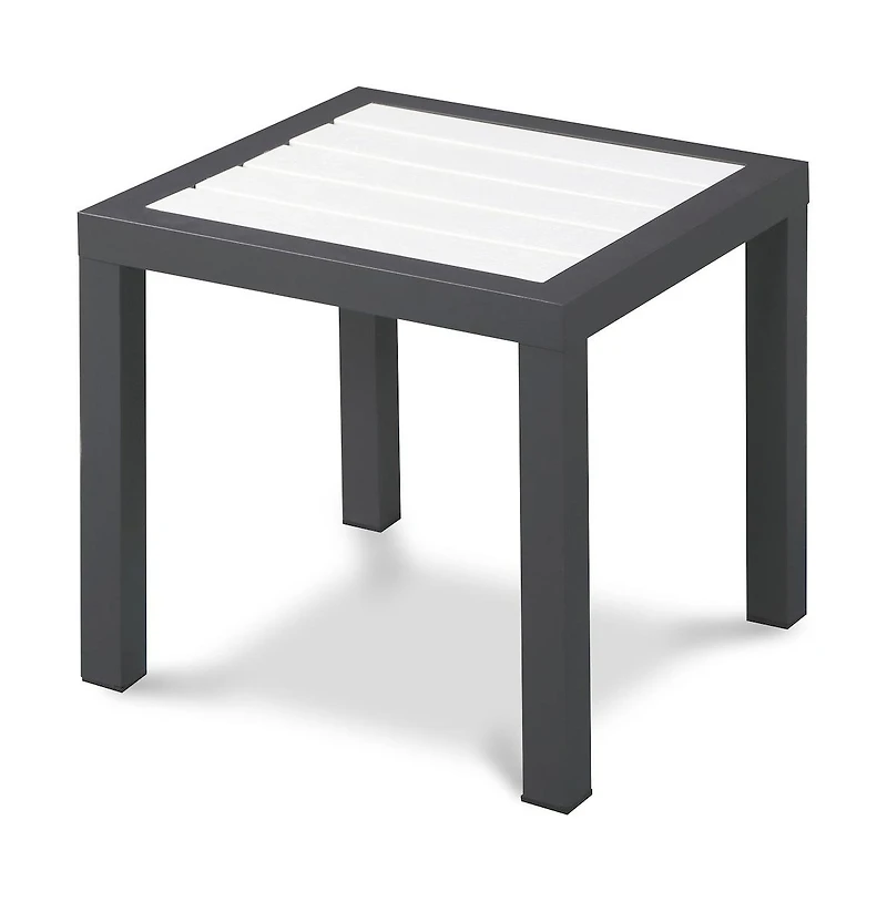 Meridian Furniture Nizuc White Wood Look Accent Paneling Outdoor Patio Aluminum End Table