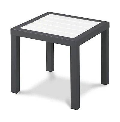Meridian Furniture Nizuc White Wood Look Accent Paneling Outdoor Patio Aluminum End Table