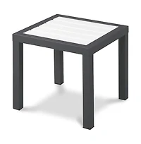 Meridian Furniture Nizuc White Wood Look Accent Paneling Outdoor Patio Aluminum End Table