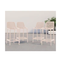 Meridian Furniture Mykonos Pink Outdoor Patio Stool, Set of 4