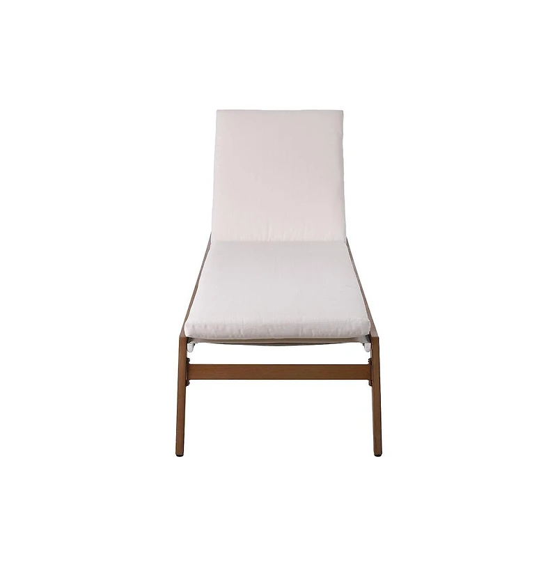 Meridian Furniture Maui Cream Water Resistant Fabric Outdoor Patio Lounger