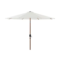 Meridian Furniture Fiji White Fabric / Teak Aluminum Patio Umbrella with Base Sets