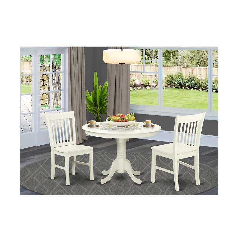 East West Furniture Dining Room Set Linen White