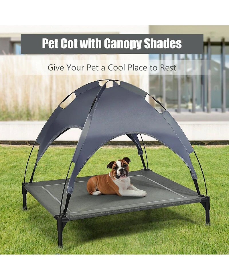 Akiudex Elevated Dog Bed with Removable Canopy for Indoor Outdoor Use