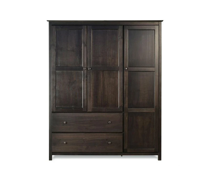 Slickblue Wood Finish Bedroom Wardrobe Armoire Cabinet with Shelves and Hanging Rod