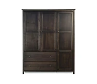 Slickblue Wood Finish Bedroom Wardrobe Armoire Cabinet with Shelves and Hanging Rod