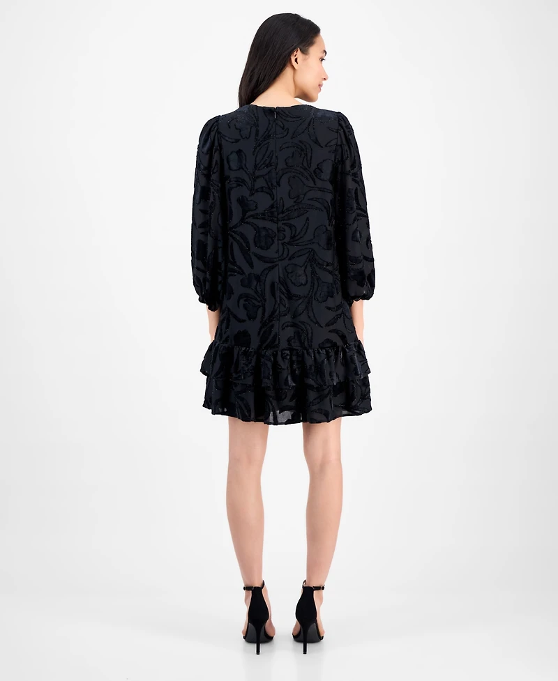Anne Klein Women's Blouson-Sleeve Burnout Shift Dress