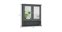 Slickblue Wood Bathroom Wall Cabinet with Mirrored Doors and Interior Storage Shelf