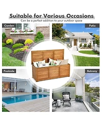 46 Gallon Acacia Wood Storage Bench Box for Patio, Garden, Deck