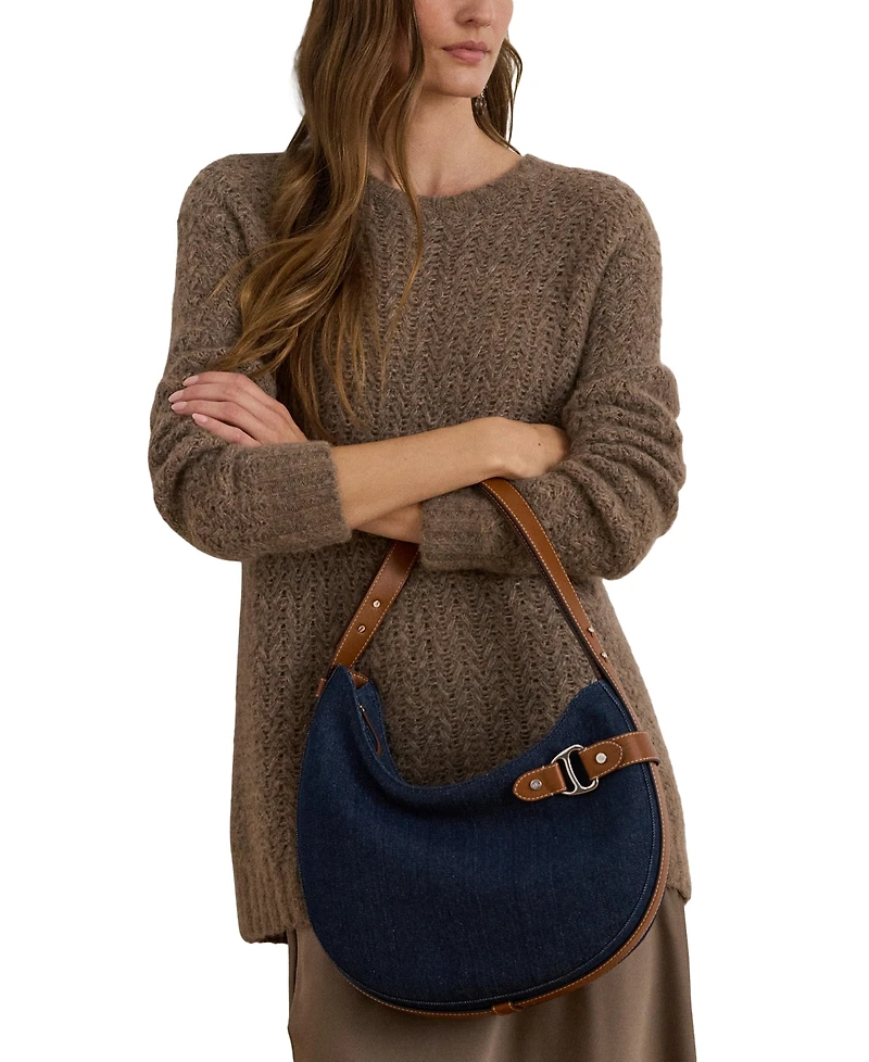 Lauren Ralph Lauren Tasha Medium Denim Shoulder Bag