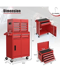 Akiudex 2-in-1 rolling tool chest with 5 sliding lockable drawers