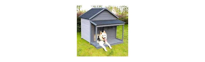 Aostirmotor 44.2 in. W x 44.6 in, D x 44.6 in. H Large Weatherproof Doghouse with Large Terrace