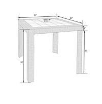 LeisureMod Kent 5-Piece Outdoor Dining Set with Plastic Square Table