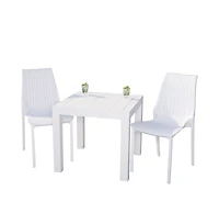 LeisureMod Kent Outdoor Dining Set With 2 Chairs in White