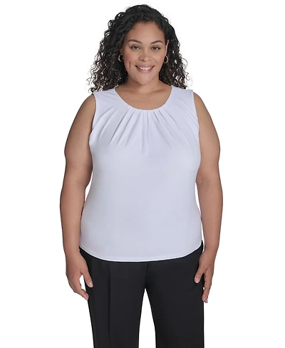 Calvin Klein Plus Sleeveless Pleat-Neck Top
