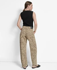 Dkny Jeans Women's Animal Print Mid-Rise Relaxed Straight-Leg Cotton