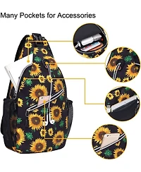 Mosiso Sunflower Rope Sling Backpack - Lightweight Travel & Hiking Daypack | Water-Resistant Crossbody Chest Bag with Quick-Access Pocket