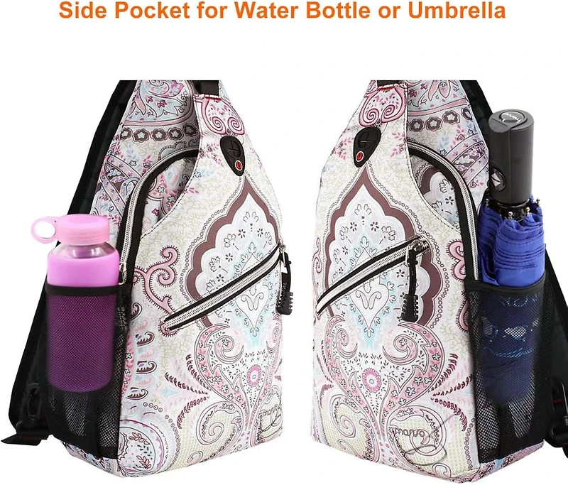 Mosiso National Style Sling Backpack - Pattern Rope Design Crossbody Daypack for Travel & Hiking