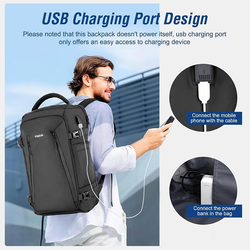Mosiso 40L Travel Backpack, Tsa-Friendly Carry On Laptop Backpack with Usb Charging Port & Lay-Flat Opening - Fits 17-17.3 Inch Laptop