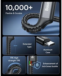 Baseus Usb Type C Cable for Car, 2-Pack 3.3ft 100W Retractable Coiled Usb A to Usb C Fast Charger Cord, Nylon Braided Carplay Cable